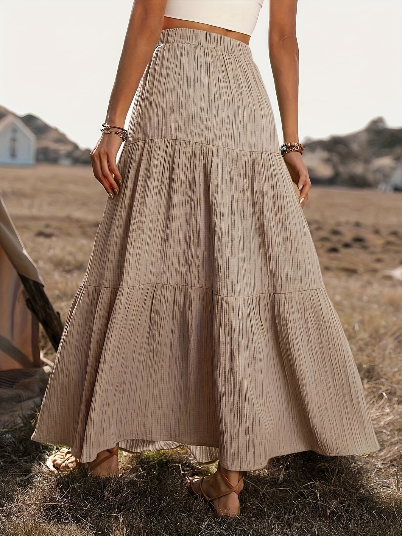 Dames Bohemian Maxi Rok Met Volant Details
