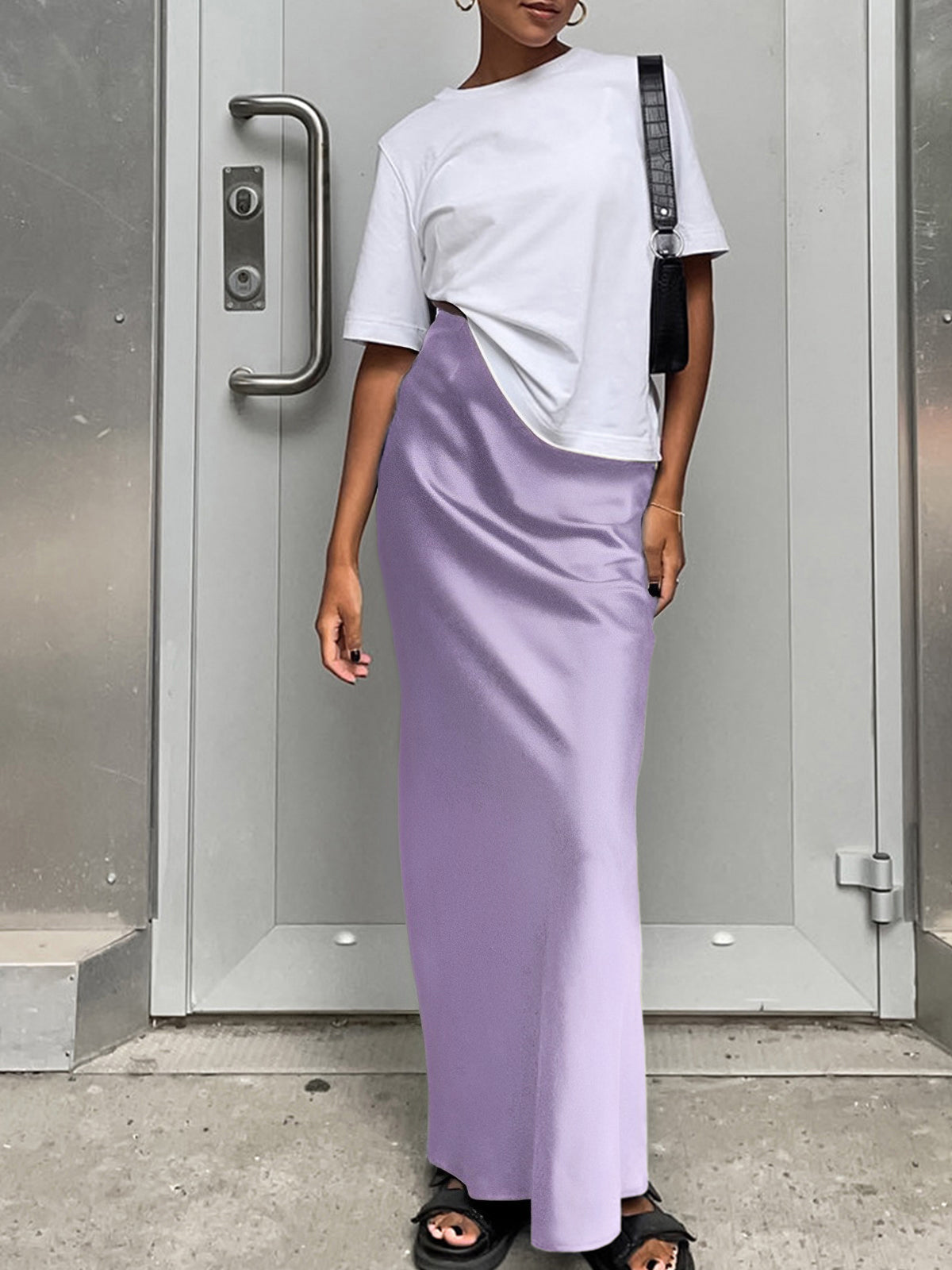 Dames Elegante Satijnen Lange Rok