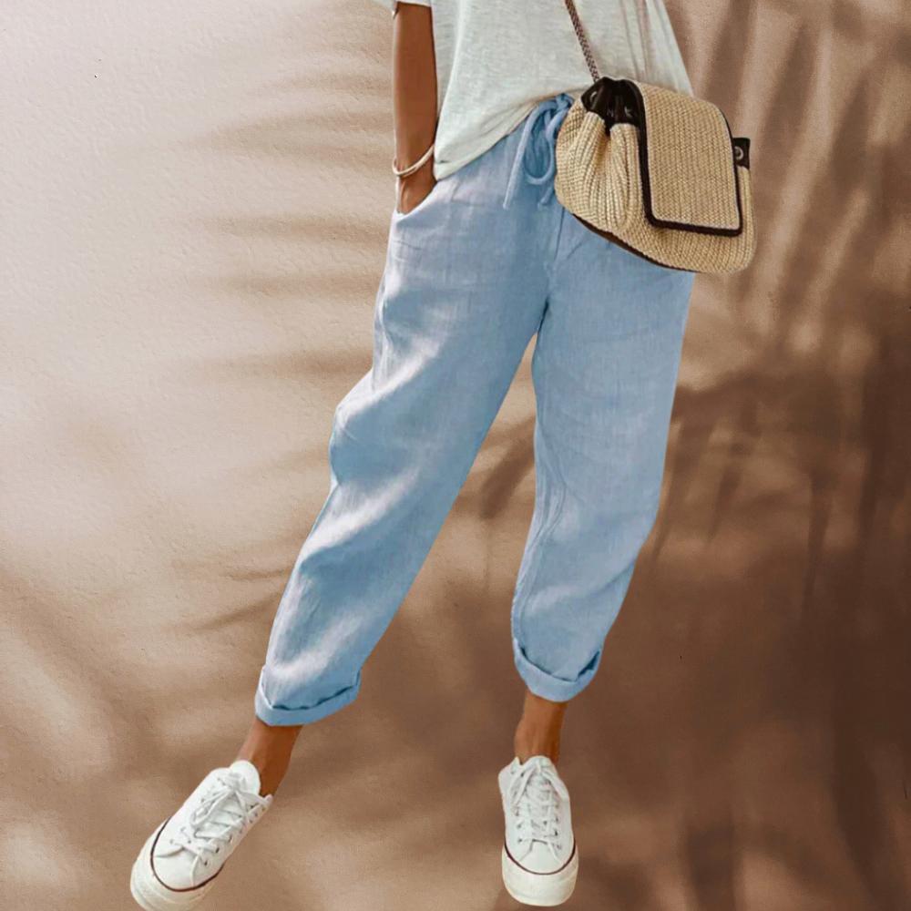 Pantaloni da donna in lino | Pantaloni estivi casual e leggeri | Pantaloni traspiranti da indossare tutti i giorni, per un look comodo nella stagione calda