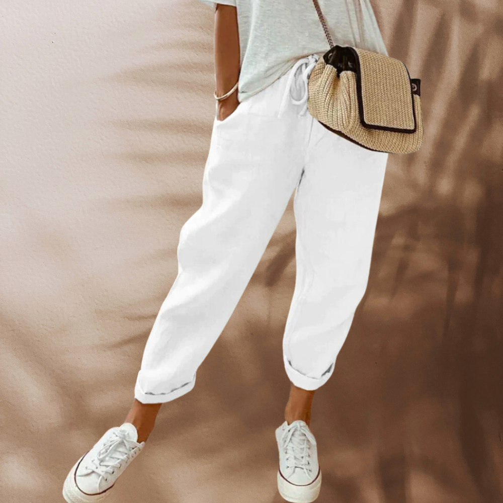 Pantaloni da donna in lino | Pantaloni estivi casual e leggeri | Pantaloni traspiranti da indossare tutti i giorni, per un look comodo nella stagione calda