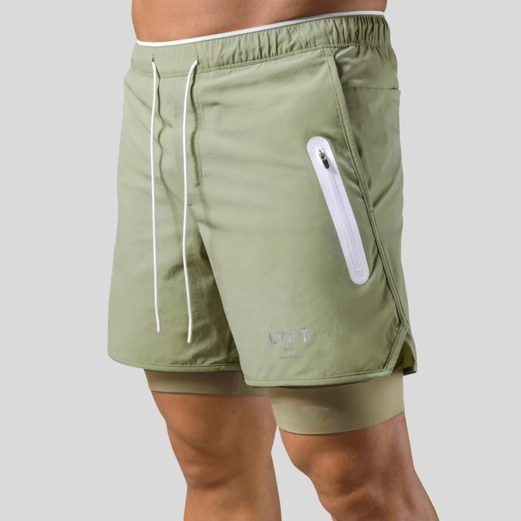 Men's 2-in-1 Sports Training Shorts with Built-in Compression Liner Lightweight Quick-Dry Athletic Gym Shorts with Phone Pockets