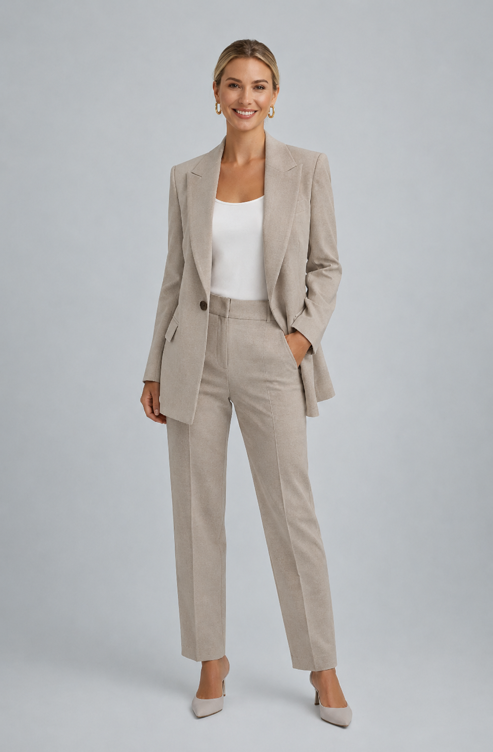 Ensemble blazer et pantalon ajusté pour femme | Costume professionnel de bureau 2 pièces | Ensemble pantalon et veste de travail coupe ajustée