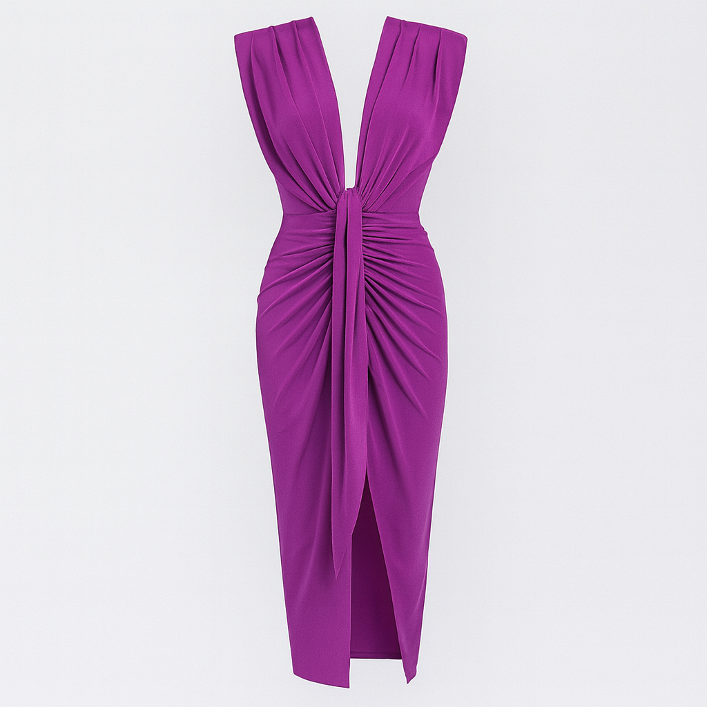 Elegantní večerní šaty | Draped design a hluboký výstřih do V | Elegantní a sofistikované