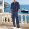 Men's Leisure Suit | Breathable Cotton Blend Casual Set with Button Closure and Elastic Waistband for Everyday Comfort