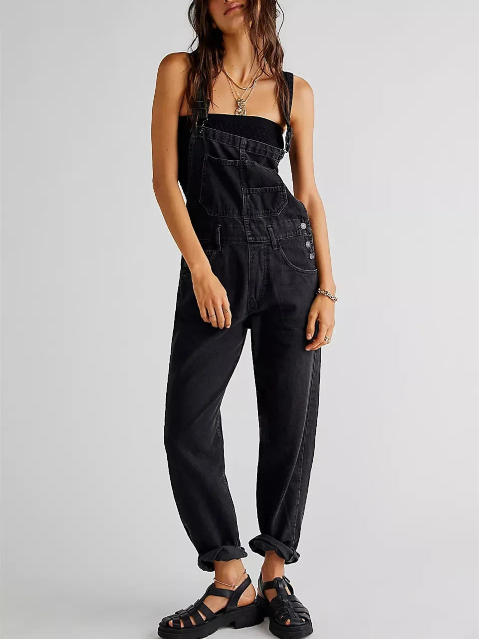 Evie | Relaxed Stretch Denim Overalls 4