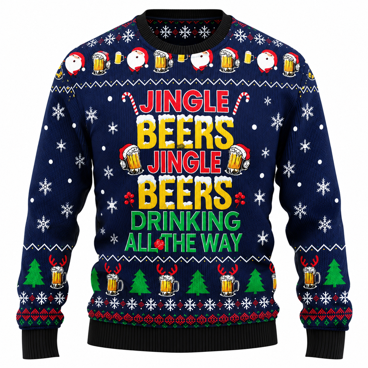 Maglione natalizio da uomo “Jingle Beers” – Divertente pullover unisex con stampa 3D a tema festivo