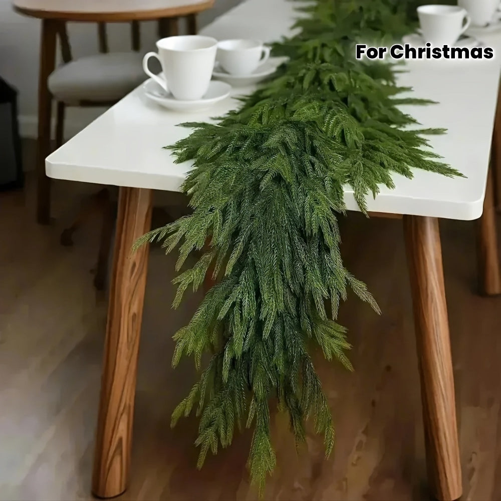 Guirnaldas de pinos artificiales Decoración de mesa navideña verde