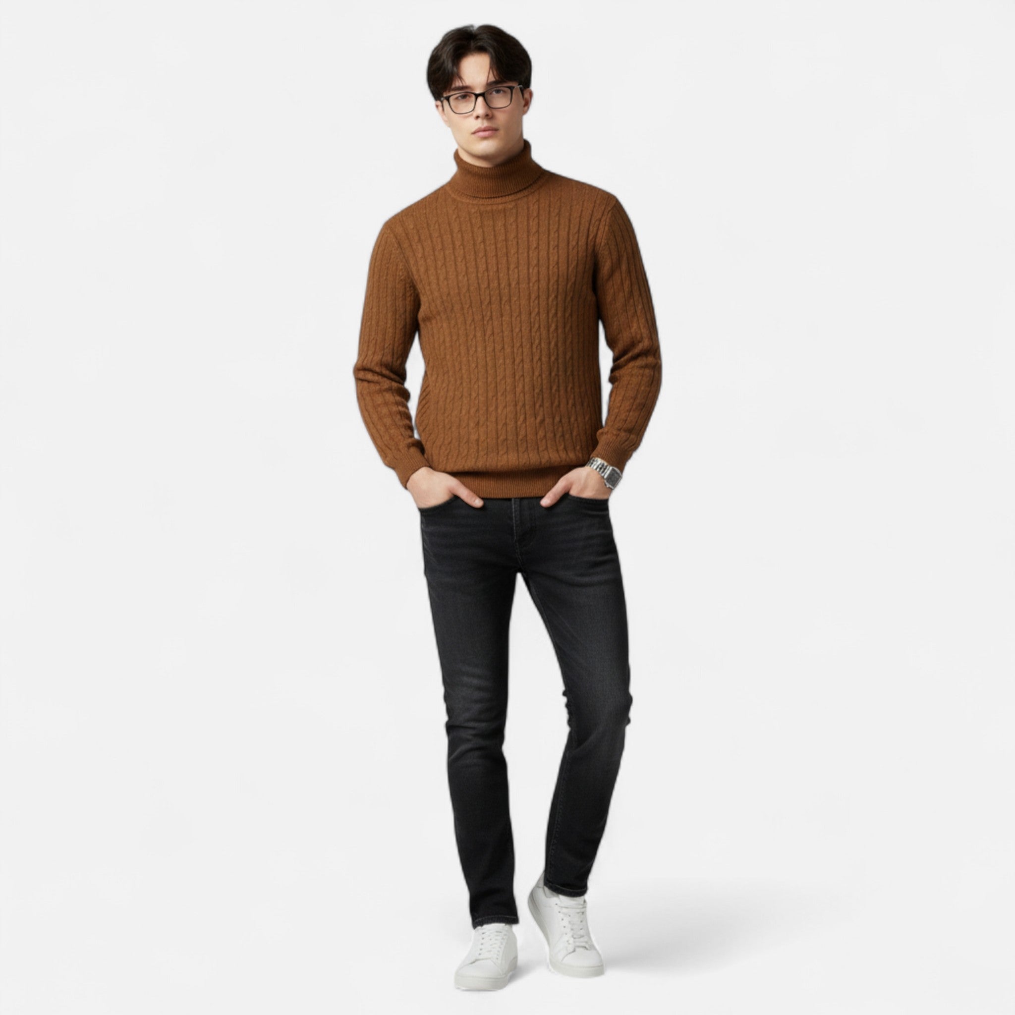 Jersey de cuello alto de lana para hombre