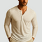 Chemise Henley à manches longues pour homme | Haut décontracté à col boutonné et coupe ajustée | Chemise polyvalente à porter au quotidien, idéale pour un look chic et décontracté
