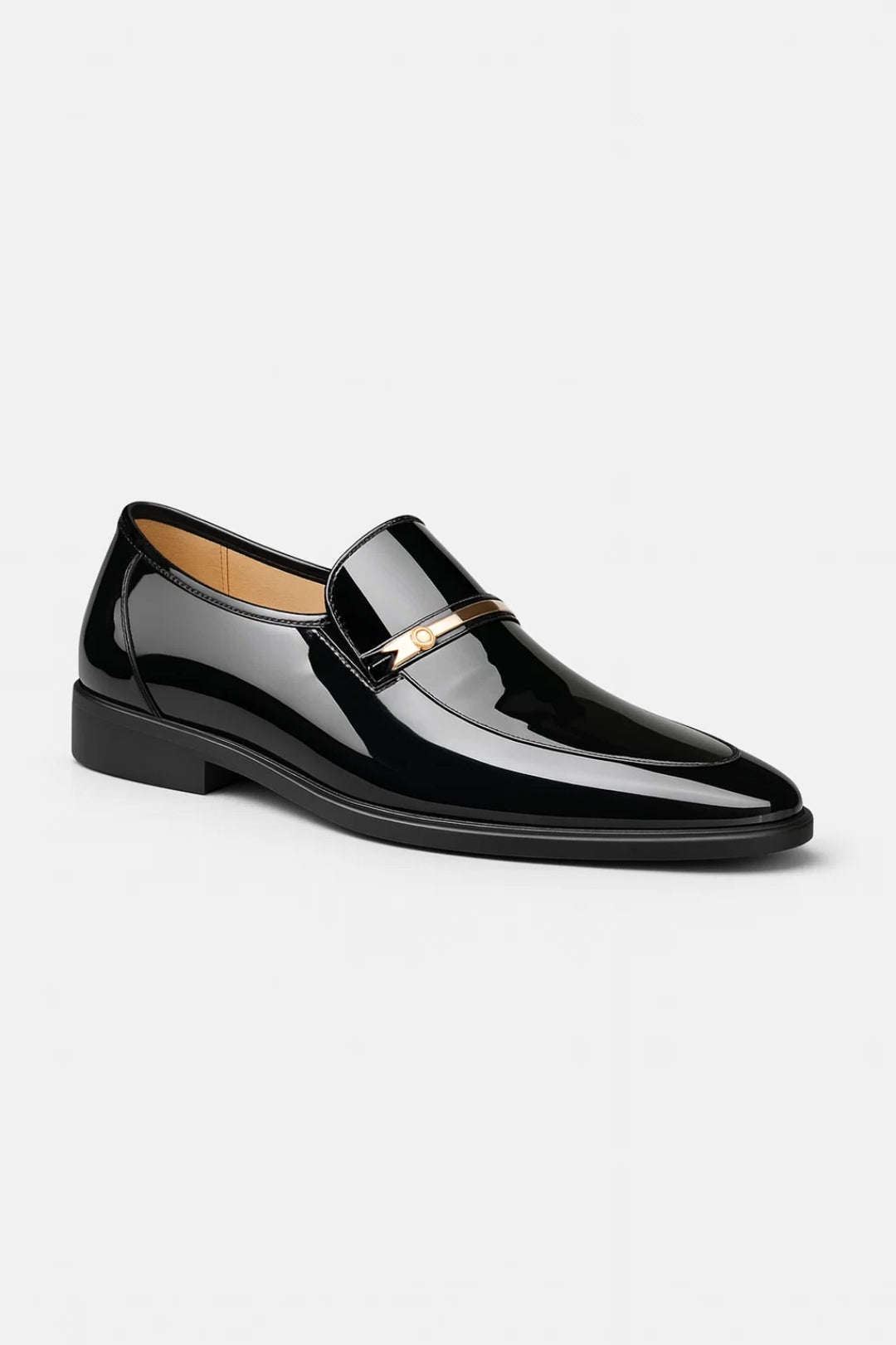 Mocassins en cuir verni pour homme - Chaussures habillées sans lacets pour les événements professionnels et les mariages - Chaussures de soirée confortables et brillantes