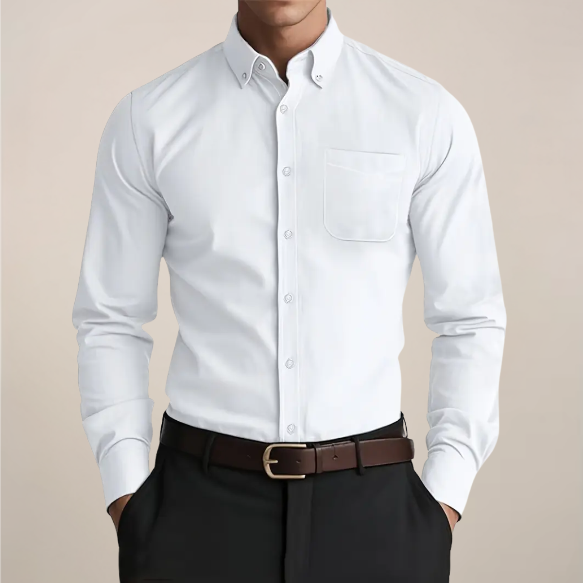 Men's Slim Fit Button Down Shirt | Long Sleeve Smart Casual Work Shirt with Chest Pocket | Versatile Everyday Dress Shirt