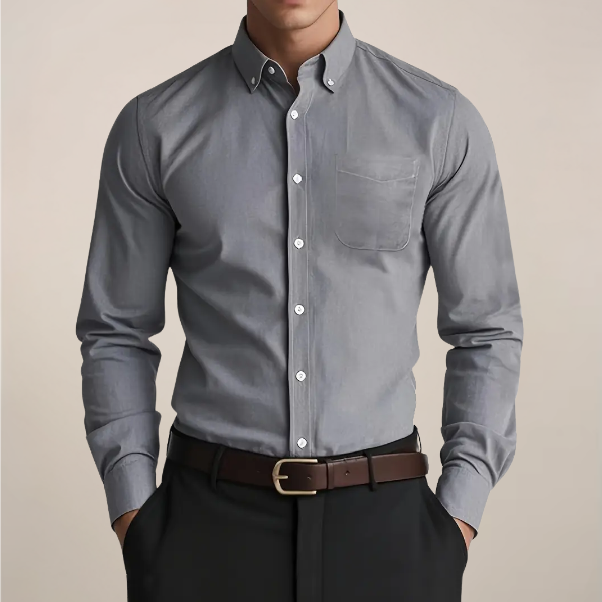 Men's Slim Fit Button Down Shirt | Long Sleeve Smart Casual Work Shirt with Chest Pocket | Versatile Everyday Dress Shirt