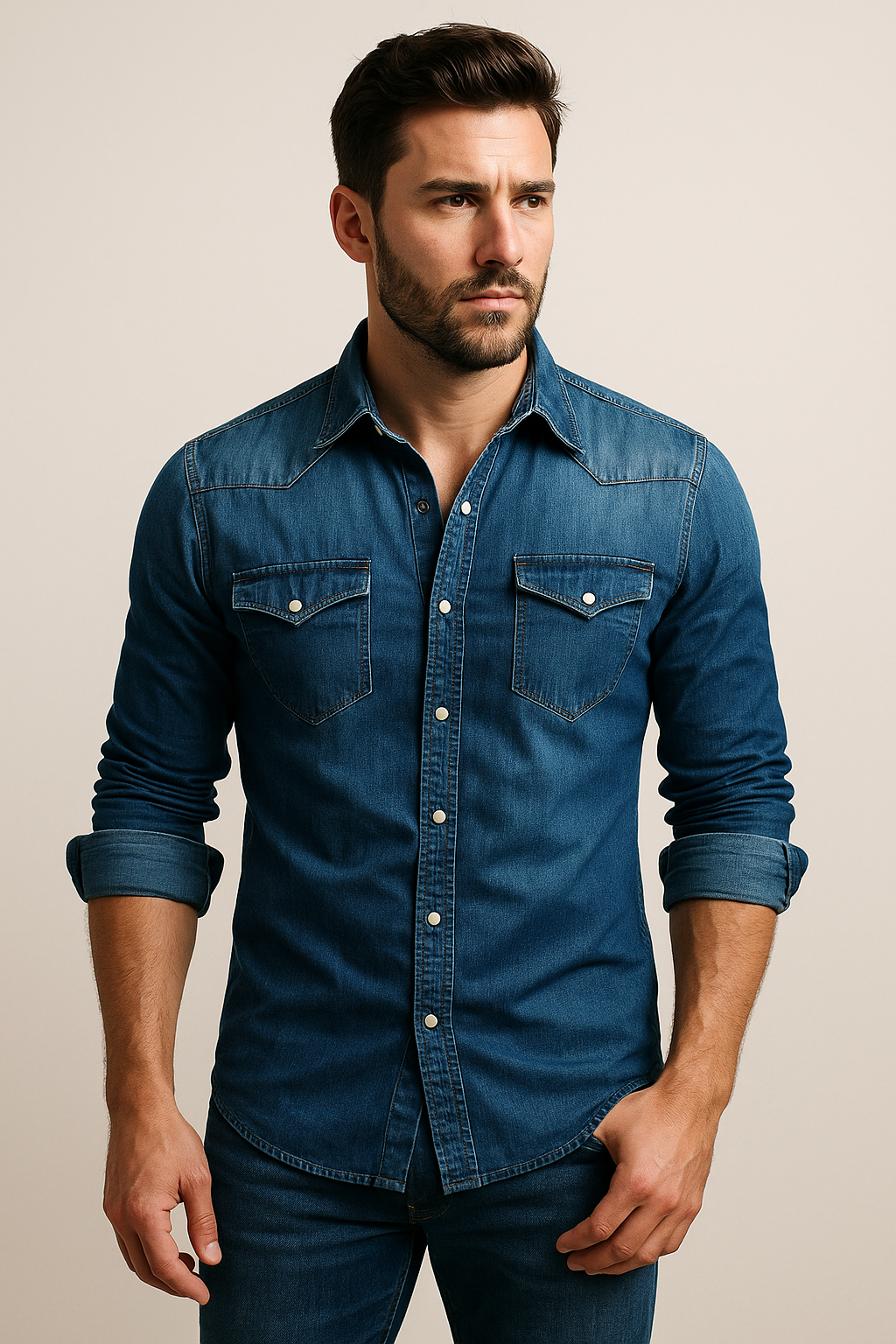 Camisa De Mezclilla Para Hombre Estilo Casual Denim Resistente Para Usar En Capas O Sola