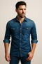 Camisa vaquera para hombre | Camisa vaquera informal y resistente, ideal para combinar con otras prendas | Camisa clásica de algodón vaquero de manga larga para el día a día