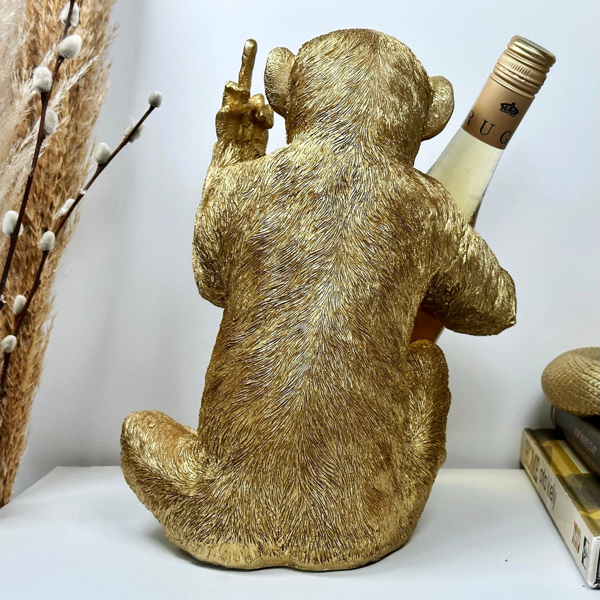 Suport pentru sticle de vin în formă de maimuță | Suport pentru sticle de vin în formă de animal, original, pentru decorarea barului de acasă | Suport din rășină pentru o singură sticlă și ornament de masă