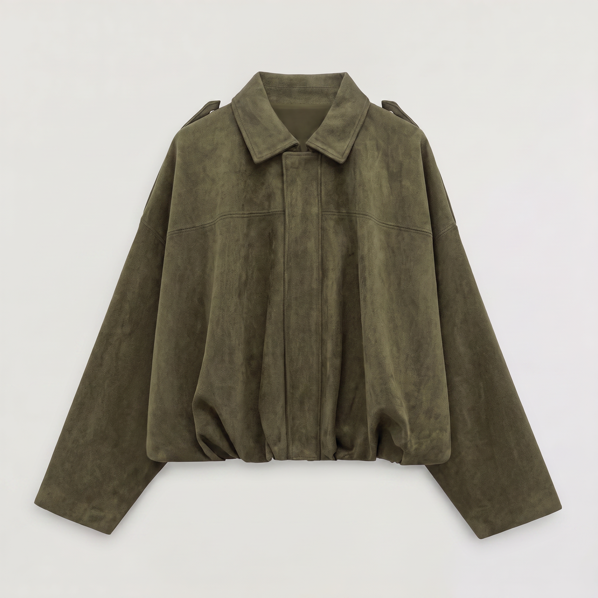 Women's Faux Suede Bomber Jacket | Oversized Collared Lightweight Jacket for Spring and Autumn Everyday Transitional Style