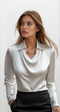 Effortlessly Stylish Women's Blouse with Cowl Neck