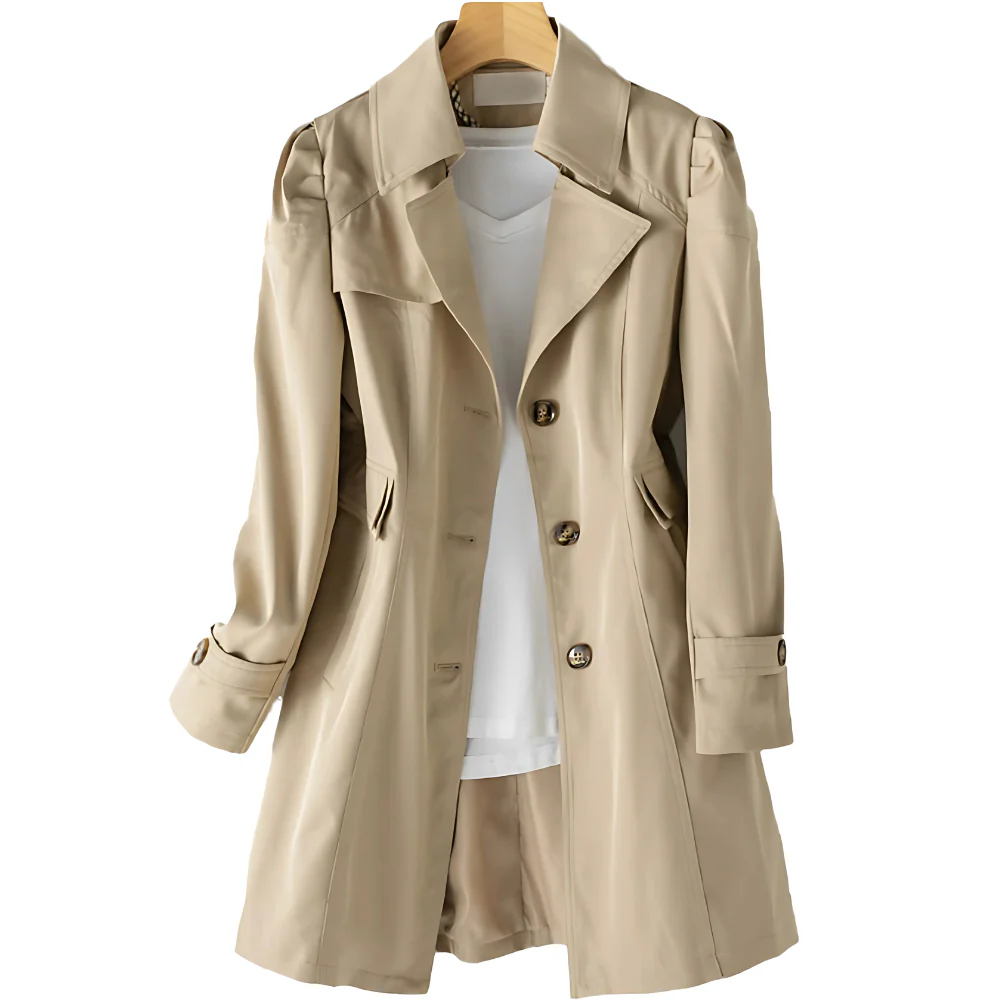 Ladies Trench Coat cu nasturi - Jachetă de sezon intermediar cu guler