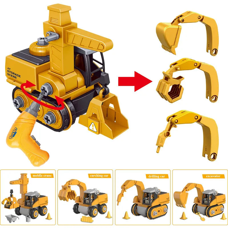 Set de construcción educativo de vehículos | Juguete STEM desmontable de más de 120 piezas para niños | Set de juego interactivo de ingeniería