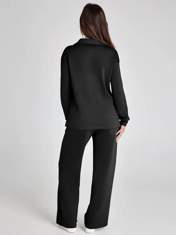 Two-Piece Collared Lounge Set | Soft Breathable