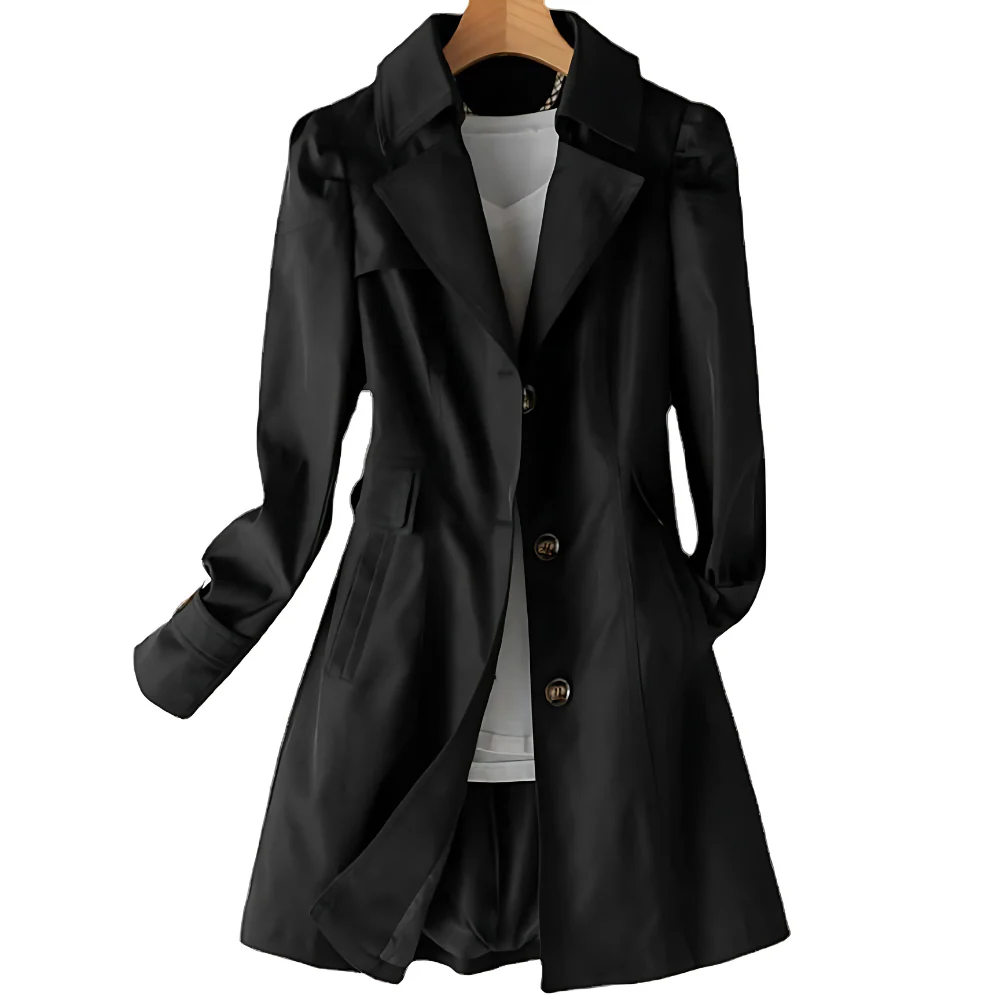 Ladies Trench Coat cu nasturi - Jachetă de sezon intermediar cu guler