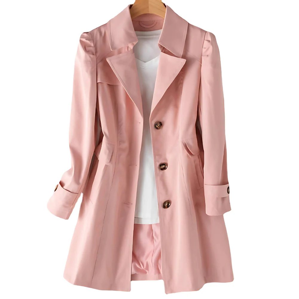 Ladies Trench Coat cu nasturi - Jachetă de sezon intermediar cu guler