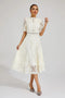 Women’s Lina Guipure Lace High-Neck A-Line Midi Dress
