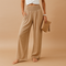 Pantalones de algodón y lino para mujer con cintura elástica | Pantalones de corte recto y transpirables, ideales para un look veraniego informal y para el día a día