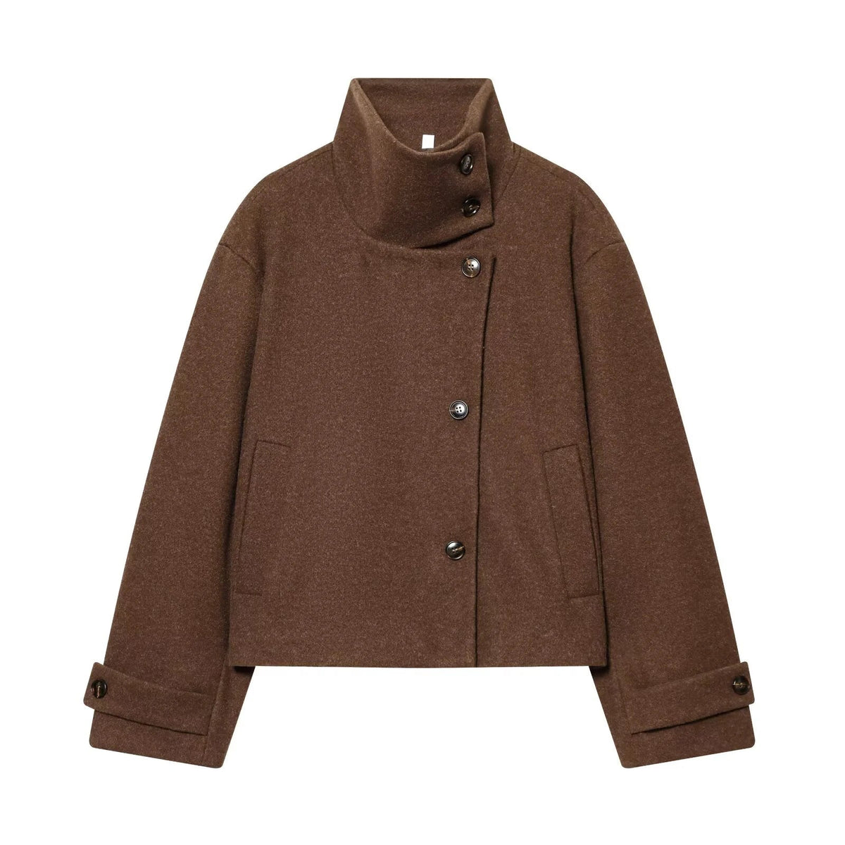 Liora Women's Long Sleeve Coat – Cozy Buckle Collar Winter Layer 10