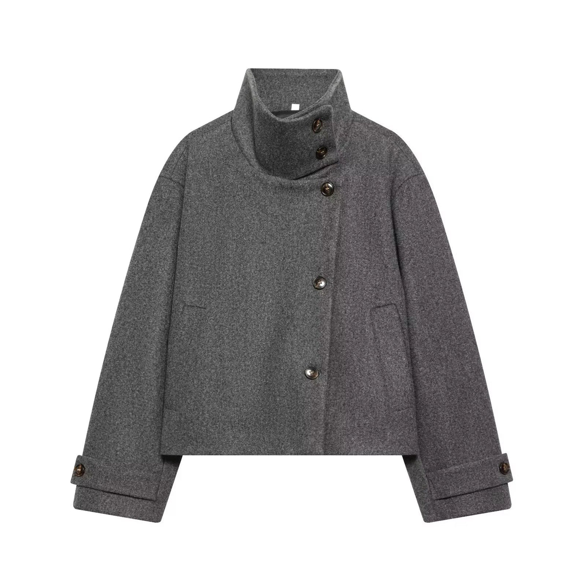 Liora Women's Long Sleeve Coat – Cozy Buckle Collar Winter Layer 6