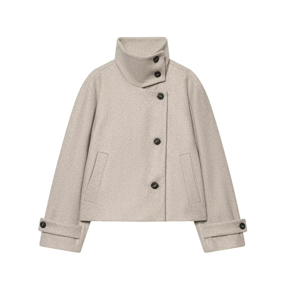Liora Women's Long Sleeve Coat – Cozy Buckle Collar Winter Layer 8