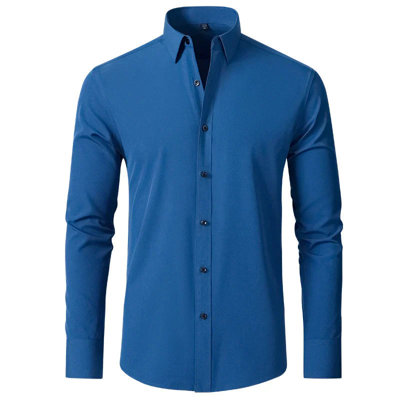 Camicia da uomo che non necessita di stiratura | Camicia comoda, traspirante e che non si sgualcisce, ideale per il lavoro e i viaggi | Camicia a maniche lunghe con colletto button-down, facile da lavare