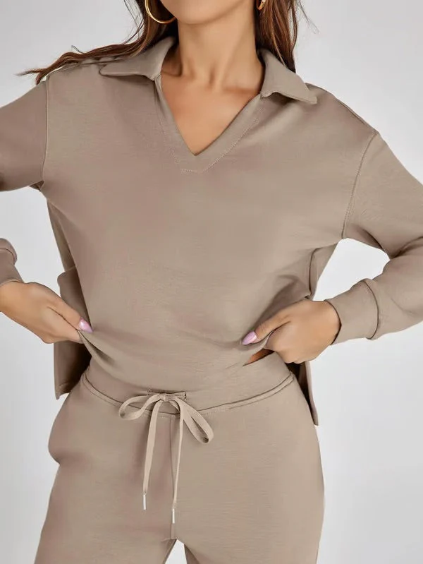 Two-Piece Collared Lounge Set | Soft Breathable