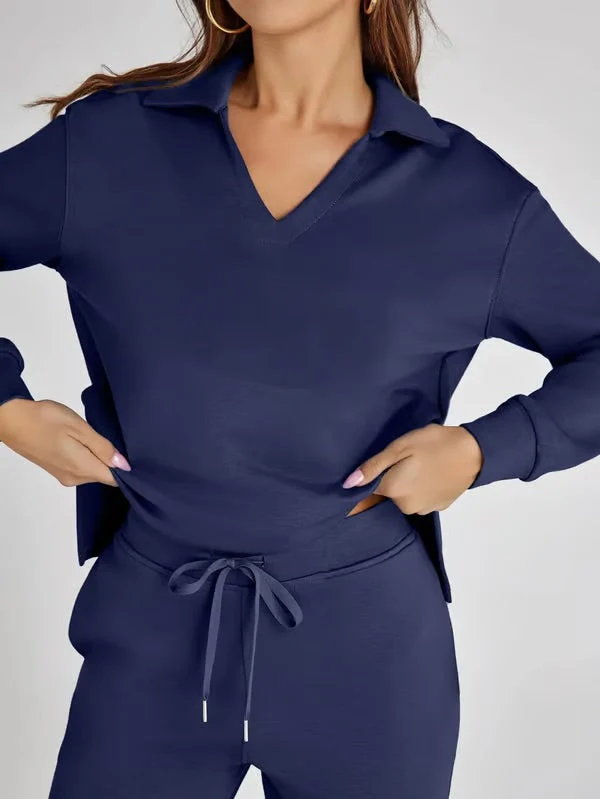 Two-Piece Collared Lounge Set | Soft Breathable