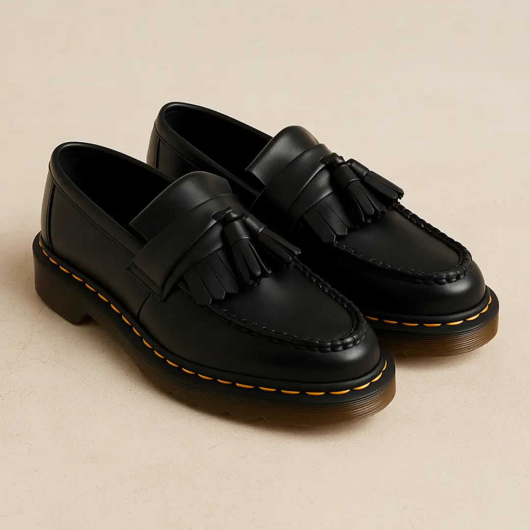 Férfi bőr bojtos loafer – klasszikus, felcsúszós, alkalmi cipő smart casual stílushoz – kényelmes, mindennapi sétálócipő