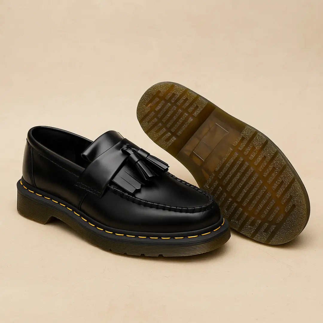 Férfi bőr bojtos loafer – klasszikus, felcsúszós, alkalmi cipő smart casual stílushoz – kényelmes, mindennapi sétálócipő