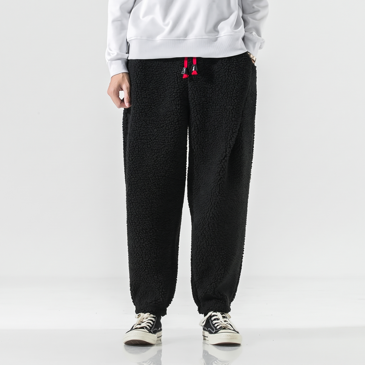 Men's Fleece Sweatpants for Lounging with Relaxed Fit 8