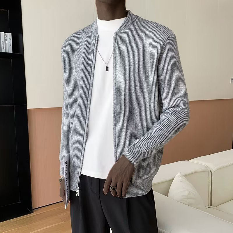 Pull en maille côtelée à fermeture éclair pour homme | Style minimaliste moderne