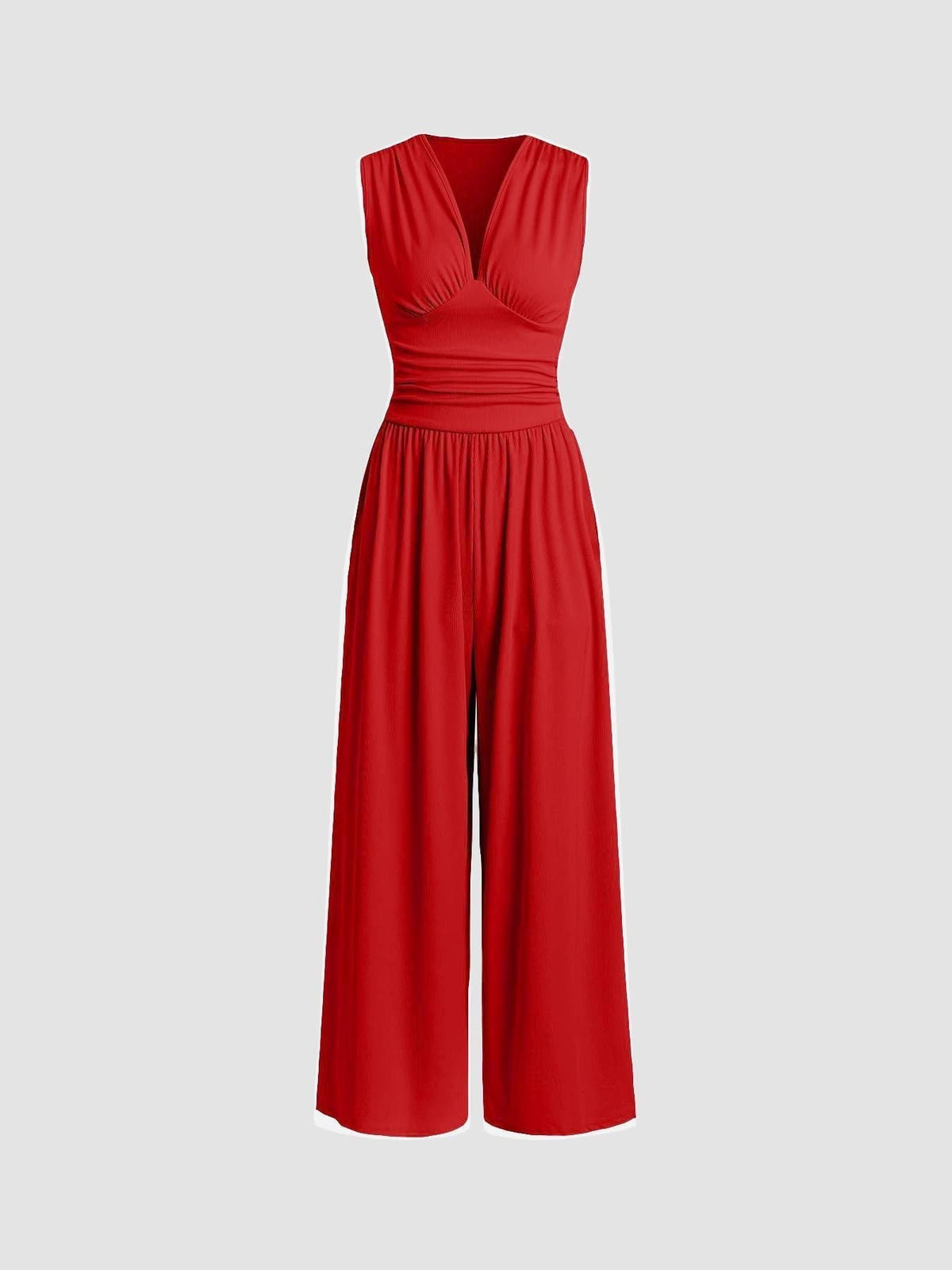 Women's Sleeveless Wide Leg Jumpsuit | Comfortable Tailored One-Piece Outfit for Casual or Evening Wear | Flowing Silhouette