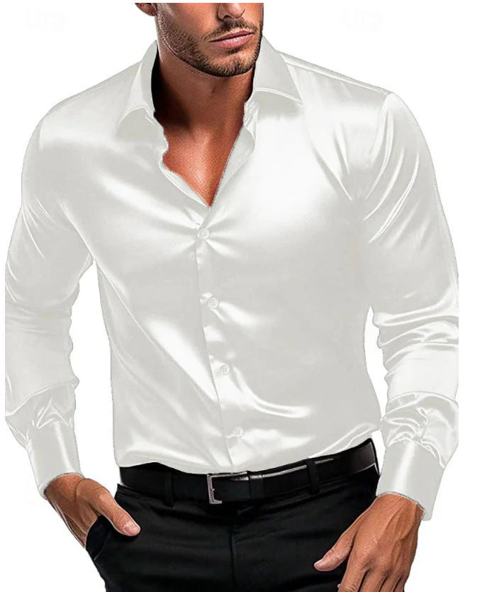 Men’s Slim Fit Silk Dress Shirt