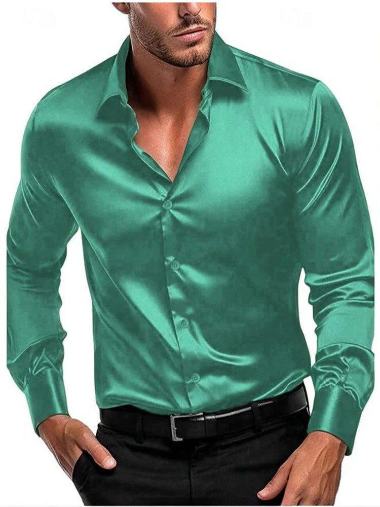 Men’s Slim Fit Silk Dress Shirt