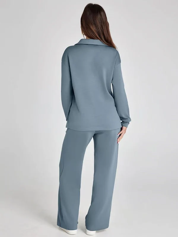 Two-Piece Collared Lounge Set | Soft Breathable