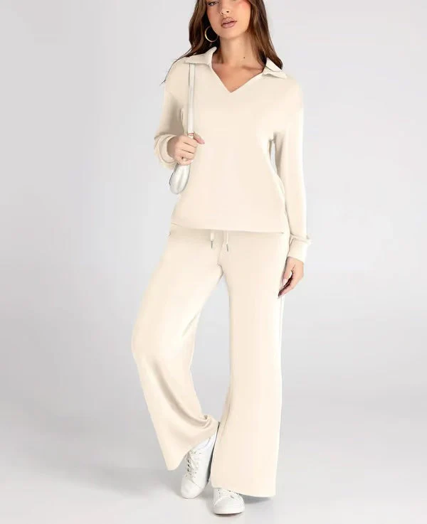 Two-Piece Collared Lounge Set | Soft Breathable