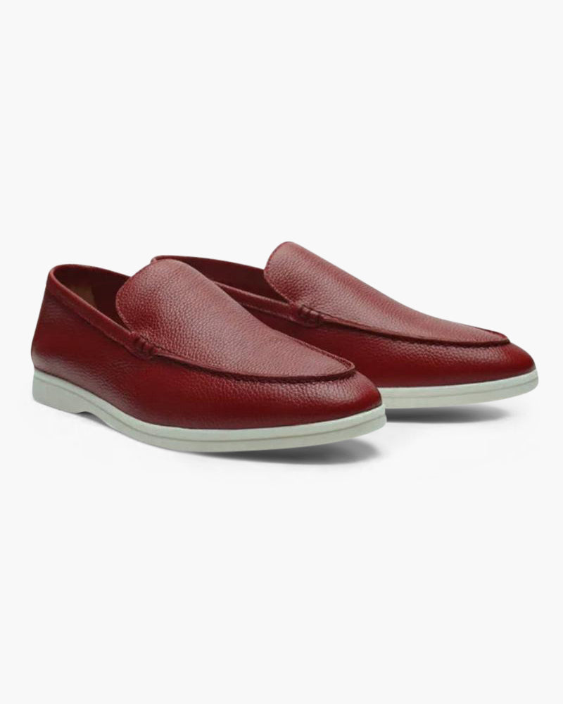 Mocassins en cuir véritable pour homme | Chaussures sans lacets légères en cuir de vachette | Chaussures de ville décontractées et confortables, dotées d'une semelle souple en caoutchouc