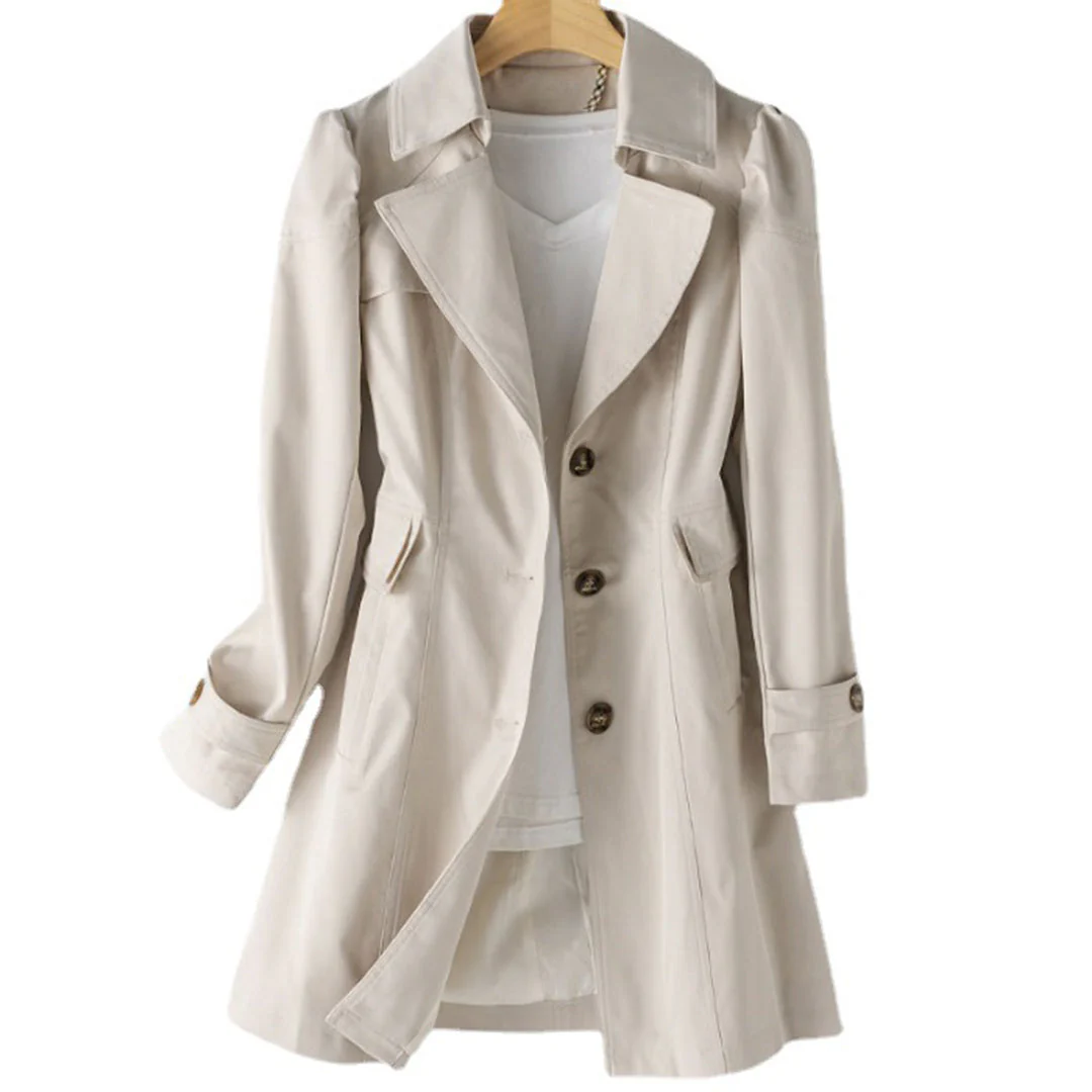 Ladies Trench Coat cu nasturi - Jachetă de sezon intermediar cu guler