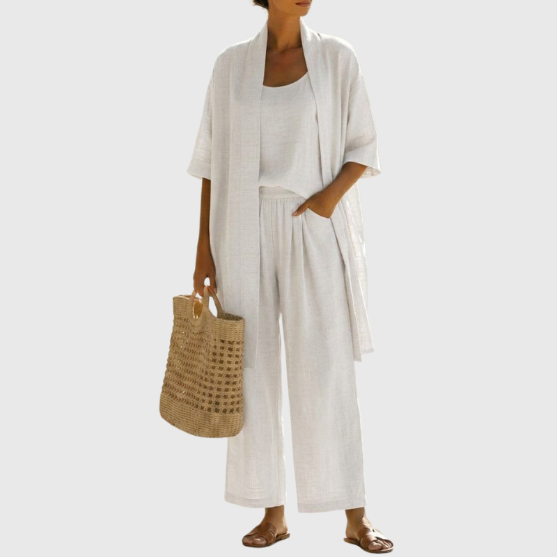 Olivia | Lightweight & Breathable Linen-Cotton Three Piece Set 0
