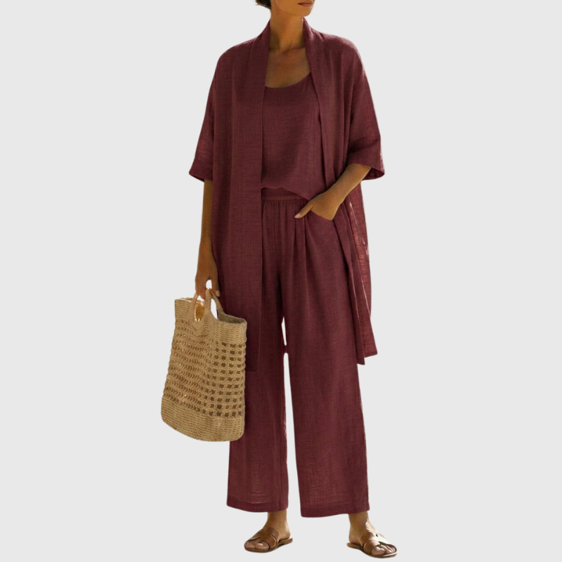 Olivia | Lightweight & Breathable Linen-Cotton Three Piece Set 10