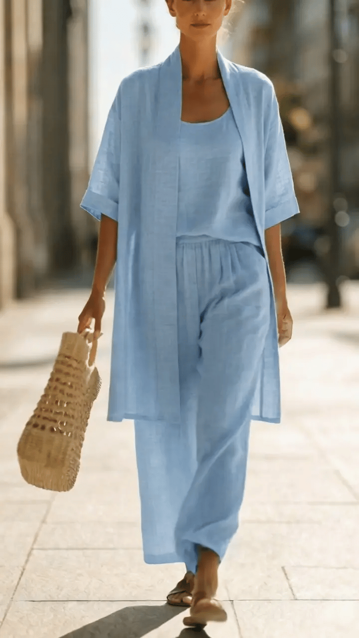 Olivia | Lightweight & Breathable Linen-Cotton Three Piece Set 3