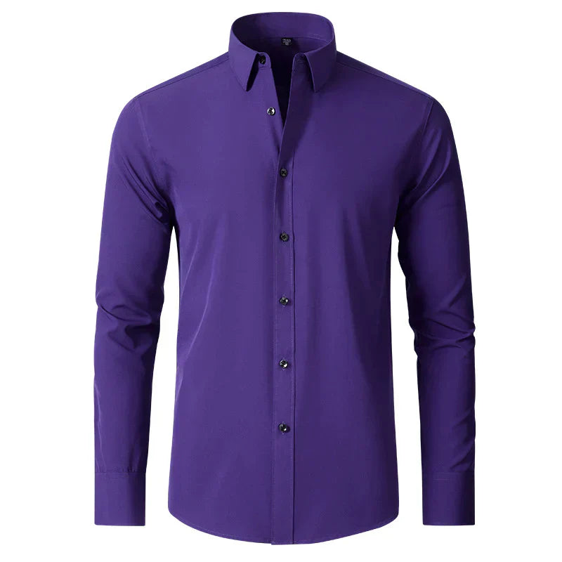 Camicia da uomo che non necessita di stiratura | Camicia comoda, traspirante e che non si sgualcisce, ideale per il lavoro e i viaggi | Camicia a maniche lunghe con colletto button-down, facile da lavare