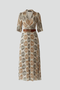 Women's Maxi Dress with Elbow Length Sleeves | Loose Fit Patterned Print Ankle Length Summer Dress for Daytime Gatherings